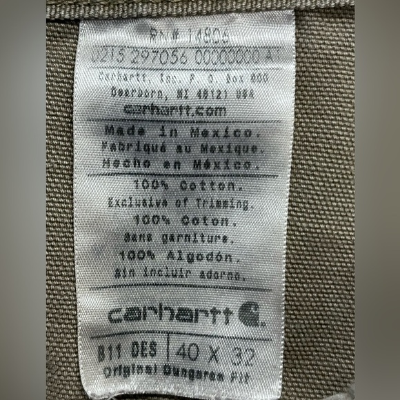 Carhartt Duck Canvas Original Dungaree Fit Carpenter Pants B11 DES size 40x32 - Picture 10 of 10